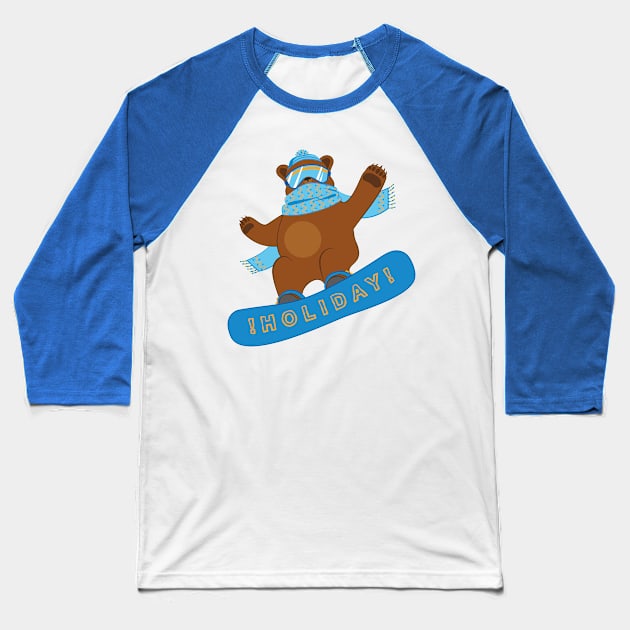 Snowboarding funny Bear Baseball T-Shirt by lents